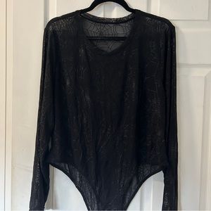 Spider Print Mesh Bodysuit NWOT